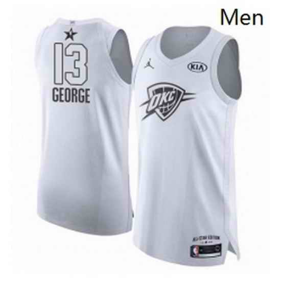 Mens Nike Jordan Oklahoma City Thunder 13 Paul George Authentic White 2018 All Star Game NBA Jersey
